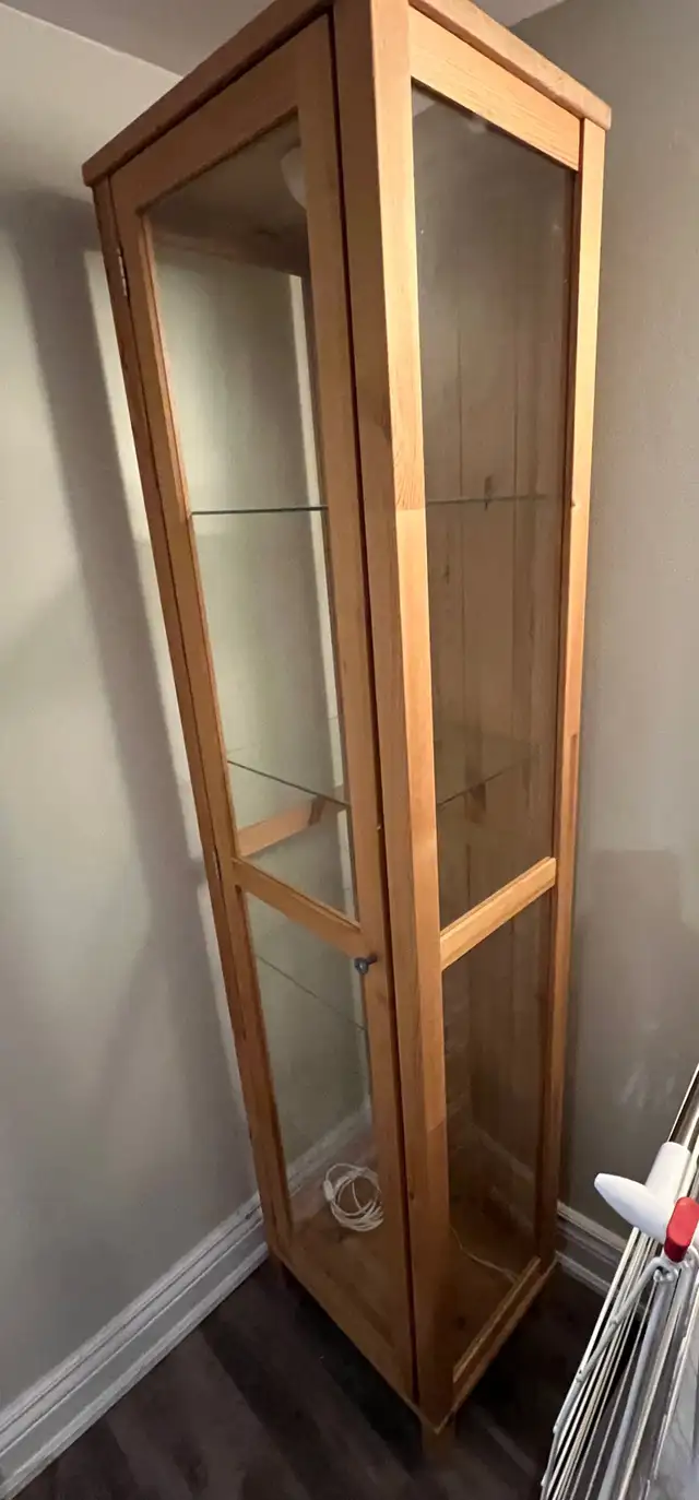 Tall Wooden Display Case with Glass Shelves in Hutches & Display Cabinets in Markham / York Region - Image 3