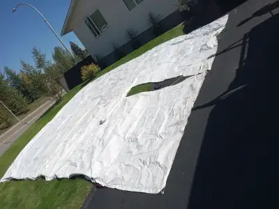 Cargo trailer tarp addition with door, View more