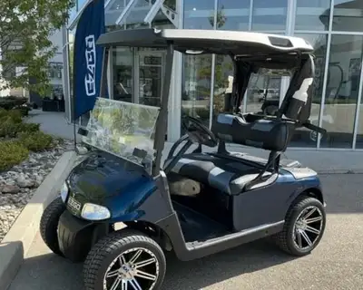 2015 EZGO RXV Electric , Original Patriot Blue body , black roof and clear folding windshield, Lithi...