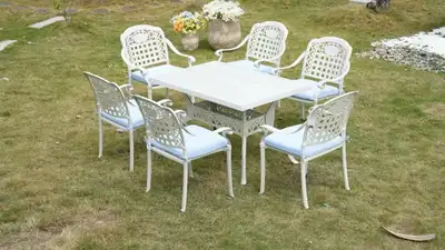 7 PC Outdoor Dining Set，Aluminum frame, View more