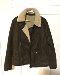 Zara Dark Brown Fur Collar Jacket - Large
