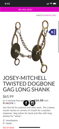 Josey-Mitchell twisted dog bone gag bit