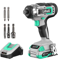 Litheli Cordless Impact Driver 20V, 1150 in-Lbs Torque, 1/4″