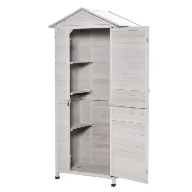 Outsunny Wooden Outdoor Storage Shed with Shelves in Outdoor Tools & Storage in Oshawa / Durham Region - Image 9