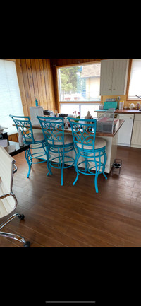 Urban barn turquoise Victorian stools with new ikea  table