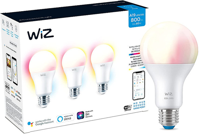 WiZ 60W A19 Frosted WiFi Full Color Light Bulbs in Indoor Lighting & Fans in Mississauga / Peel Region