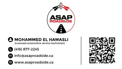 Call or text us: 4168772245 E-Mail: info@asaproadside.ca Website: www.asaproadside.ca -24/7 Roadside...
