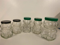 Five Vintage Kraft Bear Glass Jars (1980s)