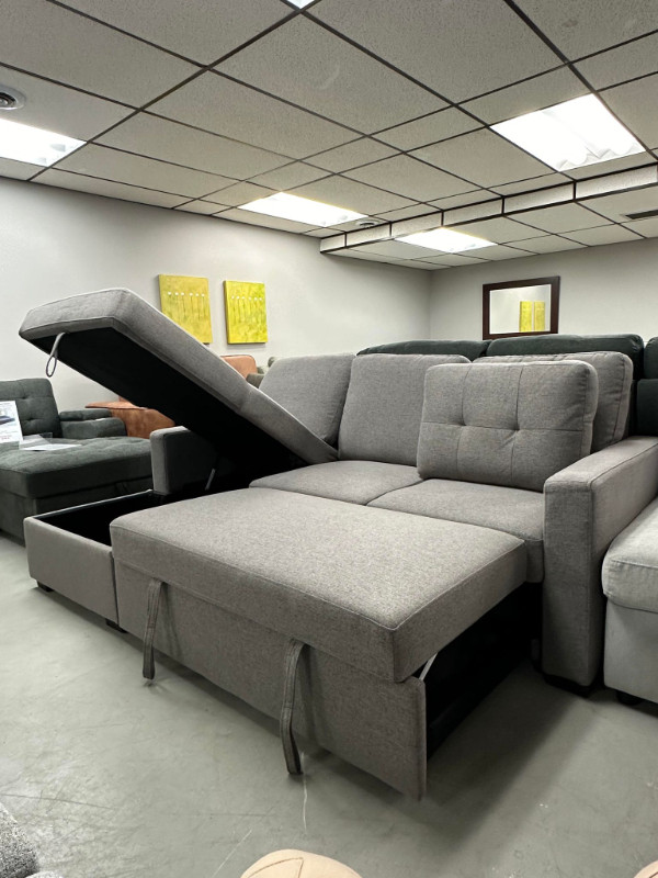 NEW IN BOX Sectional Sleeper with Storage in Left/Right chaise in Couches & Futons in Kamloops