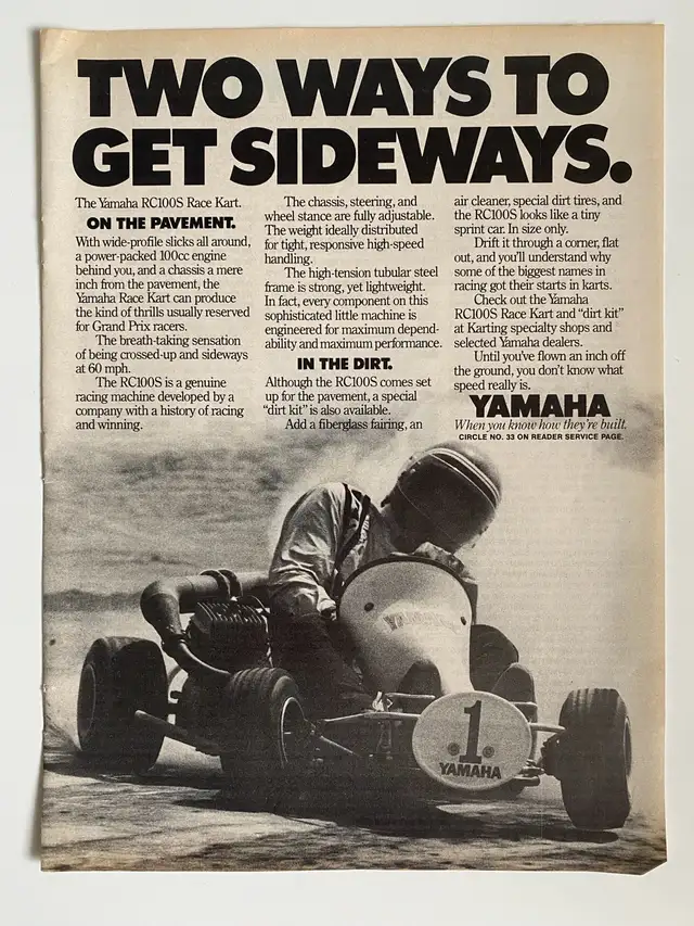 1979 Yamaha RC100S Race Cart Original Ad in Arts & Collectibles in North Bay - Image 2