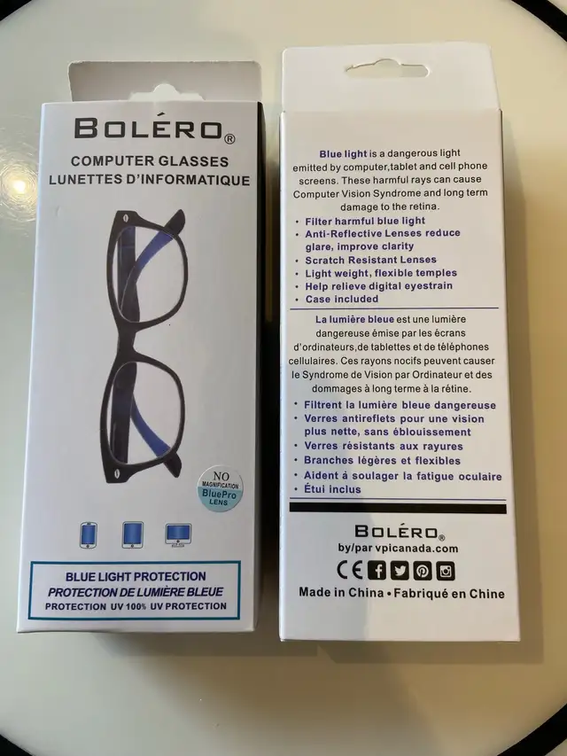 Bolero Computer Glasses Adult and Kids  in Cables & Connectors in Markham / York Region - Image 3