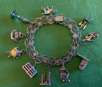 Collection of Vintage Sterling Silver Bracelets with Charms