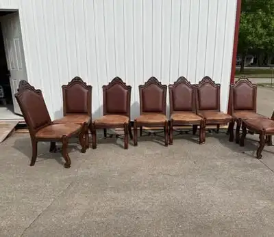 Solid wood and wrought iron dinning chairs, View more