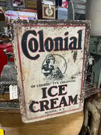 Double sided metal Colonial Ice Cream sign 