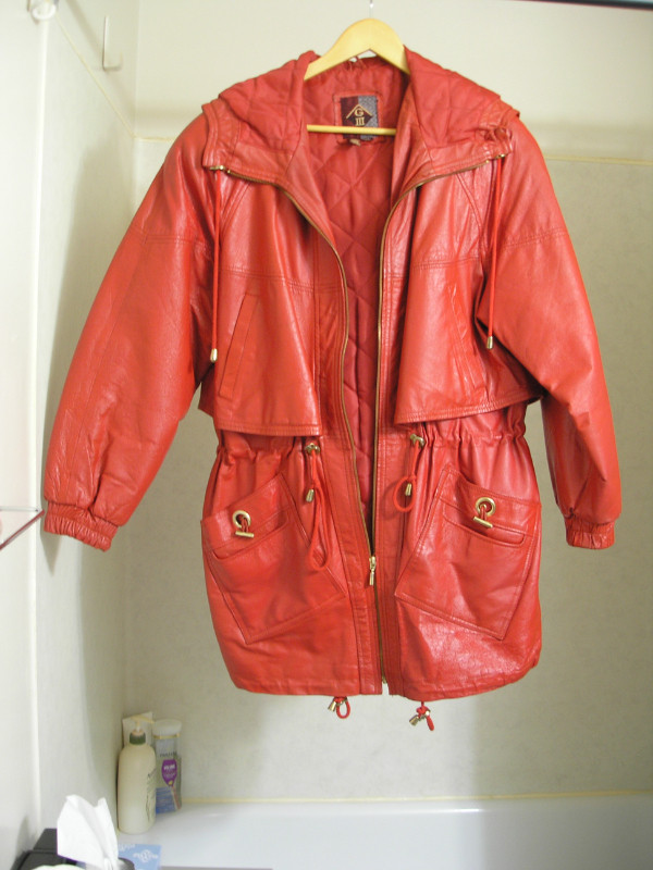 Red Leather Coat in Women's - Tops & Outerwear in Saskatoon