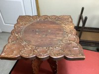 Vintage Ornate carved square table or plant stand.
