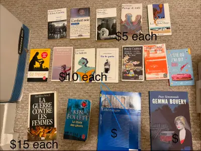 French novels, books & 2 university textbooks $5 and up, View more
