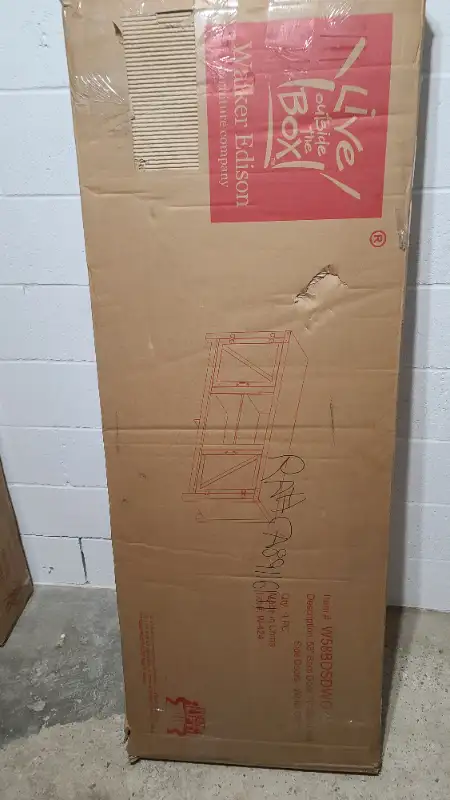 Walker Edison 58" Barn Door TV Stand w/ Side Doors in White Oak62864743623427122