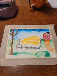 Farm scene watercolor card