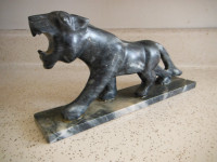Vintage Onyx Panther Statue, Marble Sculpture 10"x 5"