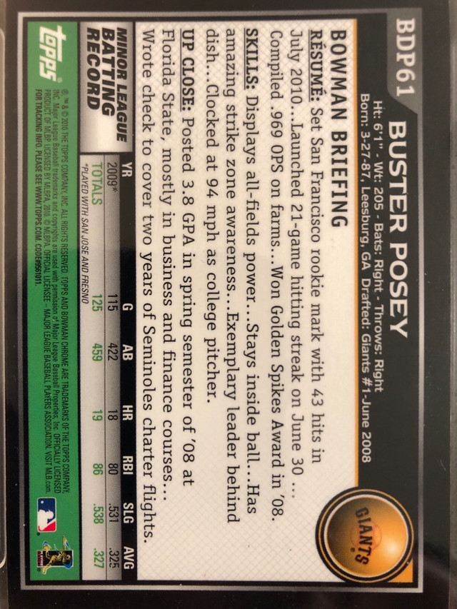 Buster Posey Graded Rookie Card in Arts & Collectibles in Markham / York Region - Image 4