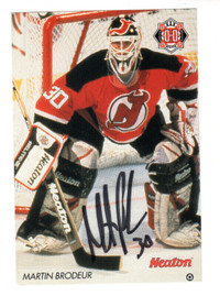 CARTE DE HOCKEY MARTIN BRODEUR CARTE POSTALE AUTOGRAPHIÉ