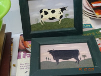 Framed  pictures, shabby chic, cows, 9.75 x 7.5  matched