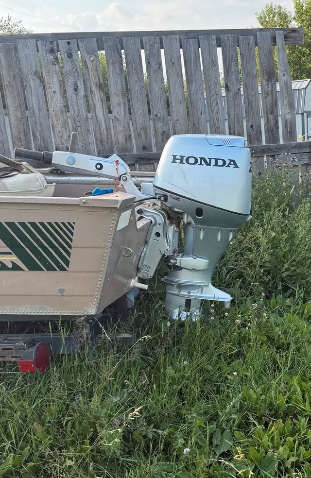 14 fishing boat and trailer. almost new Honda moter in Powerboats & Motorboats in Winnipeg - Image 3