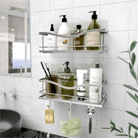 Shower Caddy Basket Shelves Polished Silver, Pack of 2 - New in 