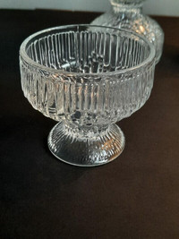Vintage Indiana Glass Frosty Ice Textured Dessert or Fruit Bowls