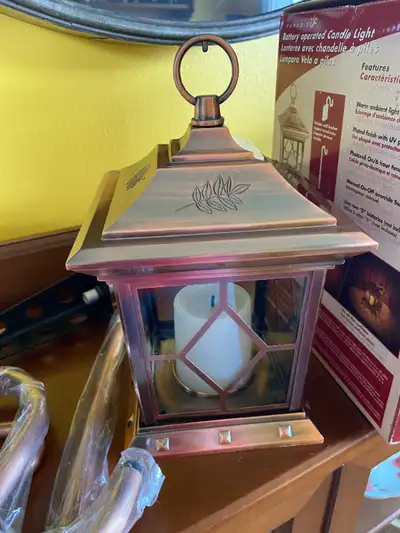 NIB Paradise Battery Candle Light Lantern Metal Copper Color, View more