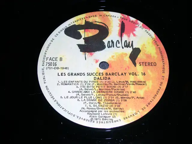 Dalida - Les Grands Succès Barclay (2lp) 197562854392015361124