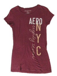 Aeropostale Scoop Neck T-shirt (Size S, Maroon)