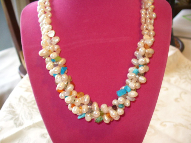 Beautiful  Freshwater Pearl and  Precious stone chips Necklace in Jewellery & Watches in Dartmouth