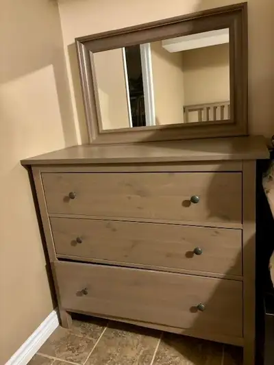 Wooden dresser with mirror, View more