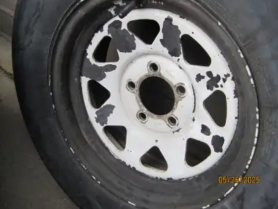 2 Goodyear marathon trailer tires st 225 75 r 15 holding air fine but have some cracking on the trea...