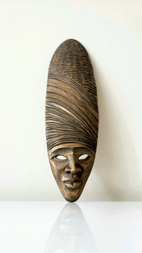 Vintage African carved wood mask/ African art/ tribal wall decor