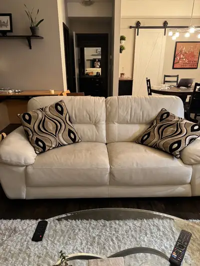 Leather sofa - cream colour, View more