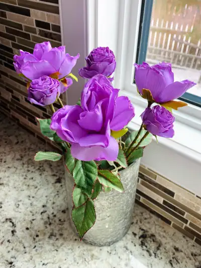 Artificial Purple Roses (silk flowers, fake plants), View more