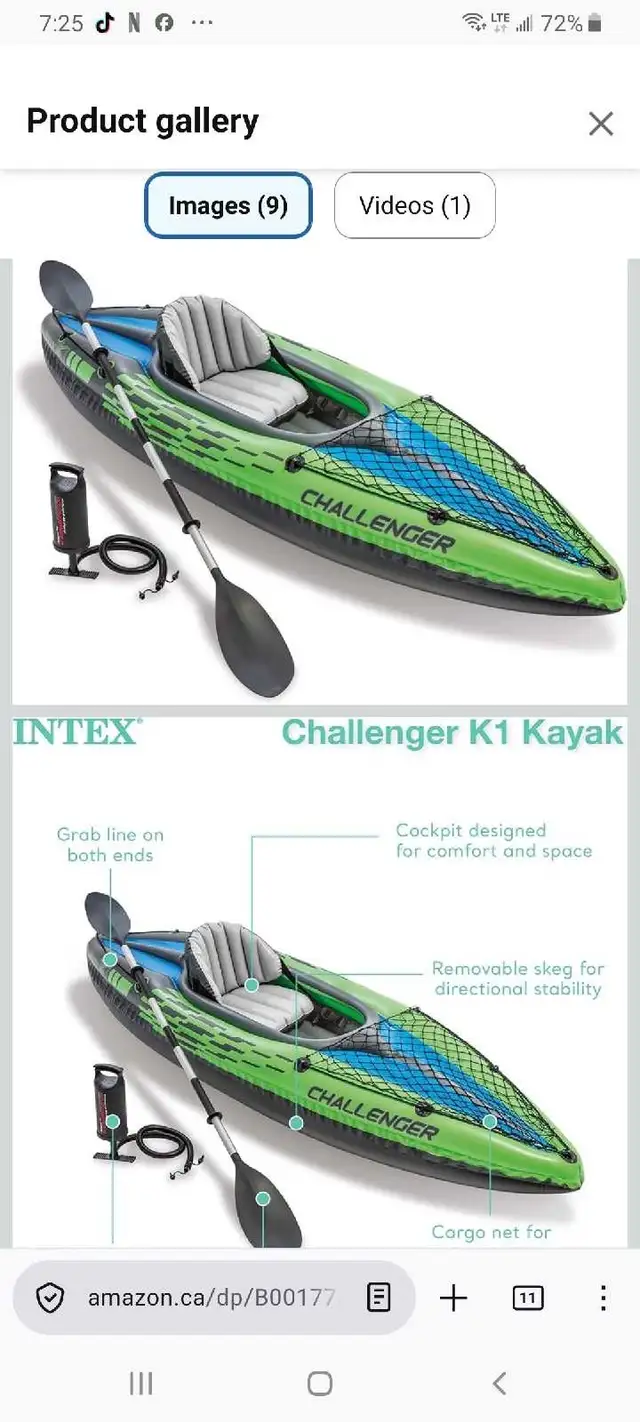 Intex Challenger K1 kayak in Water Sports in Calgary - Image 2