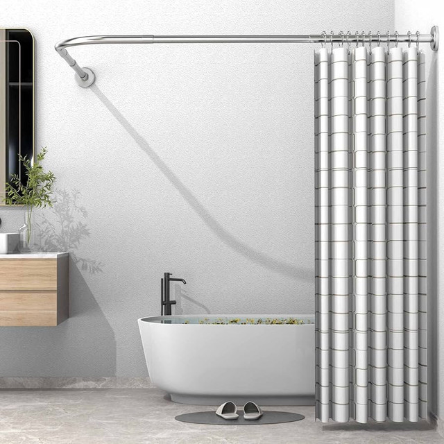 Curved Adjustable L-Shaped Shower Curtain Rod in Home Décor & Accents in Mississauga / Peel Region - Image 4