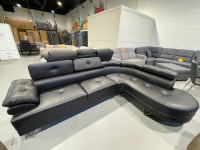 Leather sectional sofa black