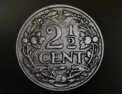 Authentic Photograph of Netherlands ‘2-1/2 Cent’ Coin, View more