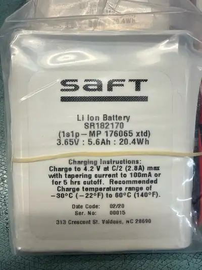 I'm offering a new Saft Li Ion Battery SR182170 (1s1p-MP 176065 xtd) 3.65V 5.6Ah 20.4Wh. This high-q...