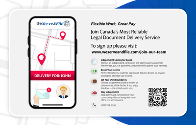 Process Server Opportunity in the Bracebridge/Huntsville area, View more