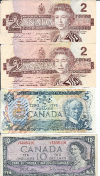 Canadian banknotes - billets Canadiens- bills