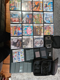 Nintendo DS, with 2 cases, 16 games, 8 portable cases + battery