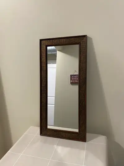 Wood Framed Decorative Mirror (23” x 11”) – Good Condition, View more