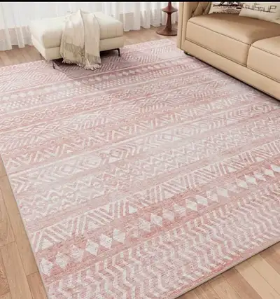 Pink Nursery Rug 9x12 Boho Area Rug for Baby Girl RoomMachine, View more