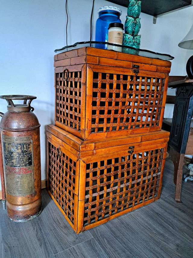 I have 2 very unique bamboo trunks. in Hutches & Display Cabinets in Trenton - Image 2